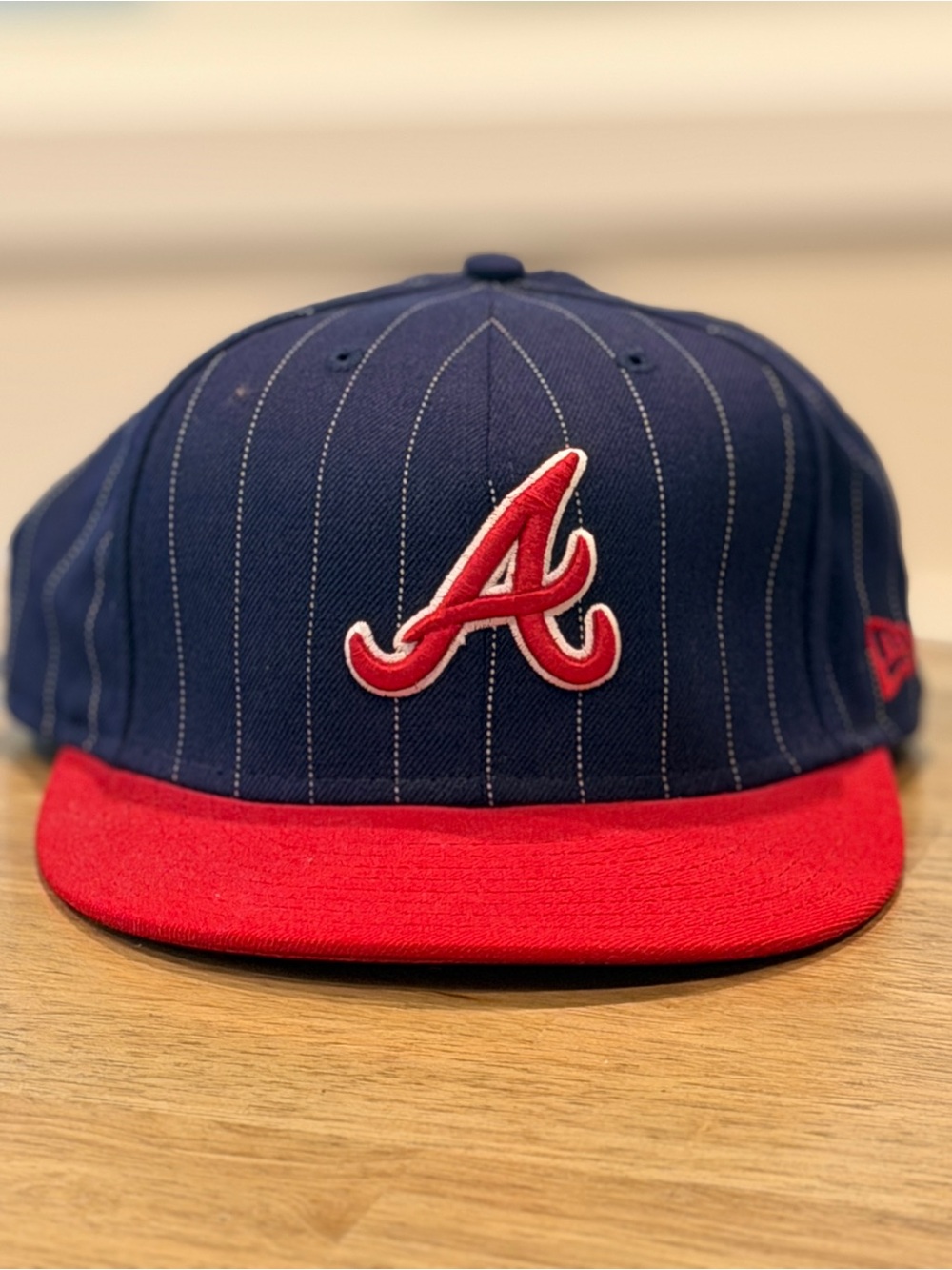 New Era Navy Pinstripe 59FIFTY Fitted Cap with Red Brim